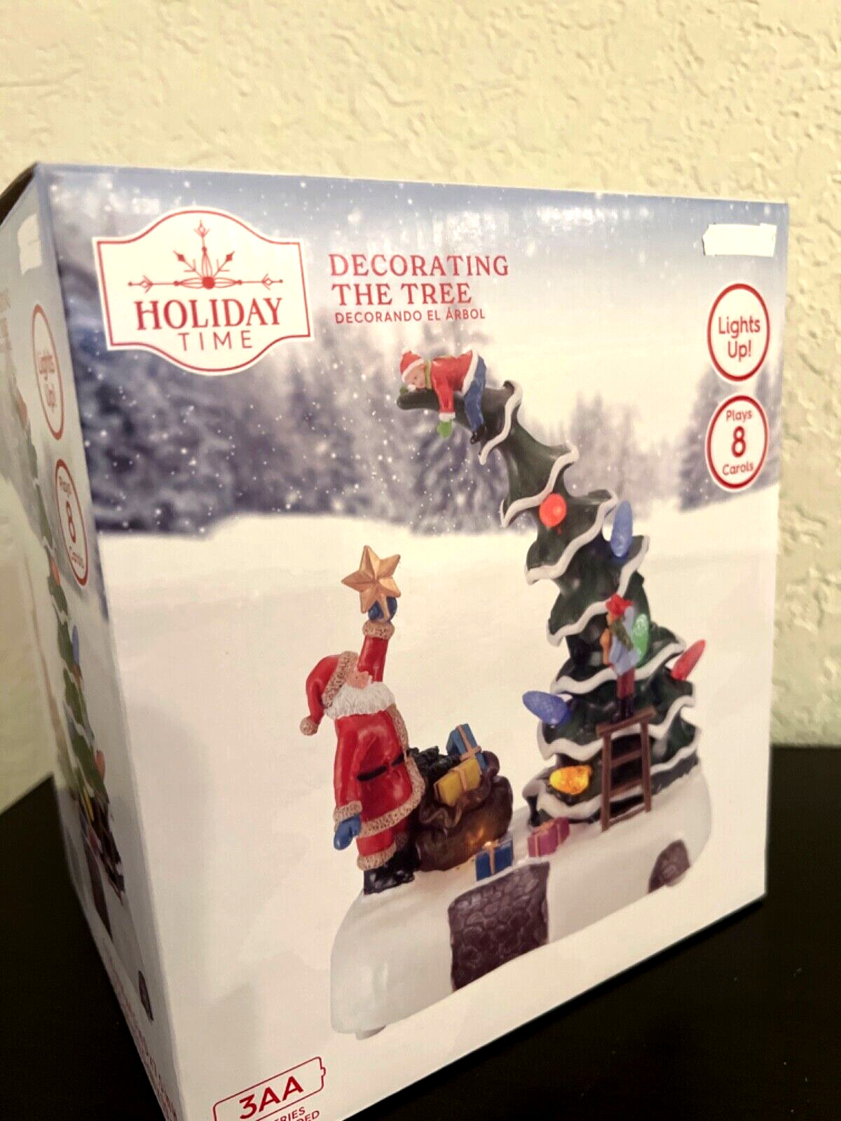 Holiday Time Light-up & Musical Christmas Village Decorating The Tree Scene 8.3″