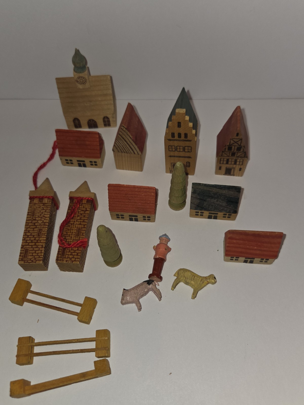 Vintage Wood Germany Church Village Animals Lot