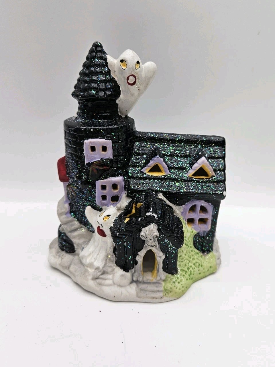 Vintage Halloween Ceramic Haunted House Ghost Mini Light Up 5in