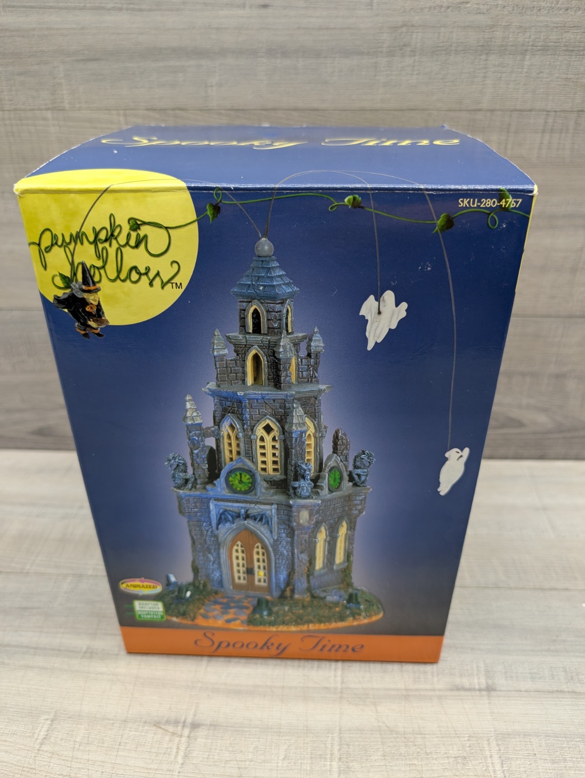 Rare Lemax Spooky Time Halloween Sinister Soiree Clock Tower Lighted Animated