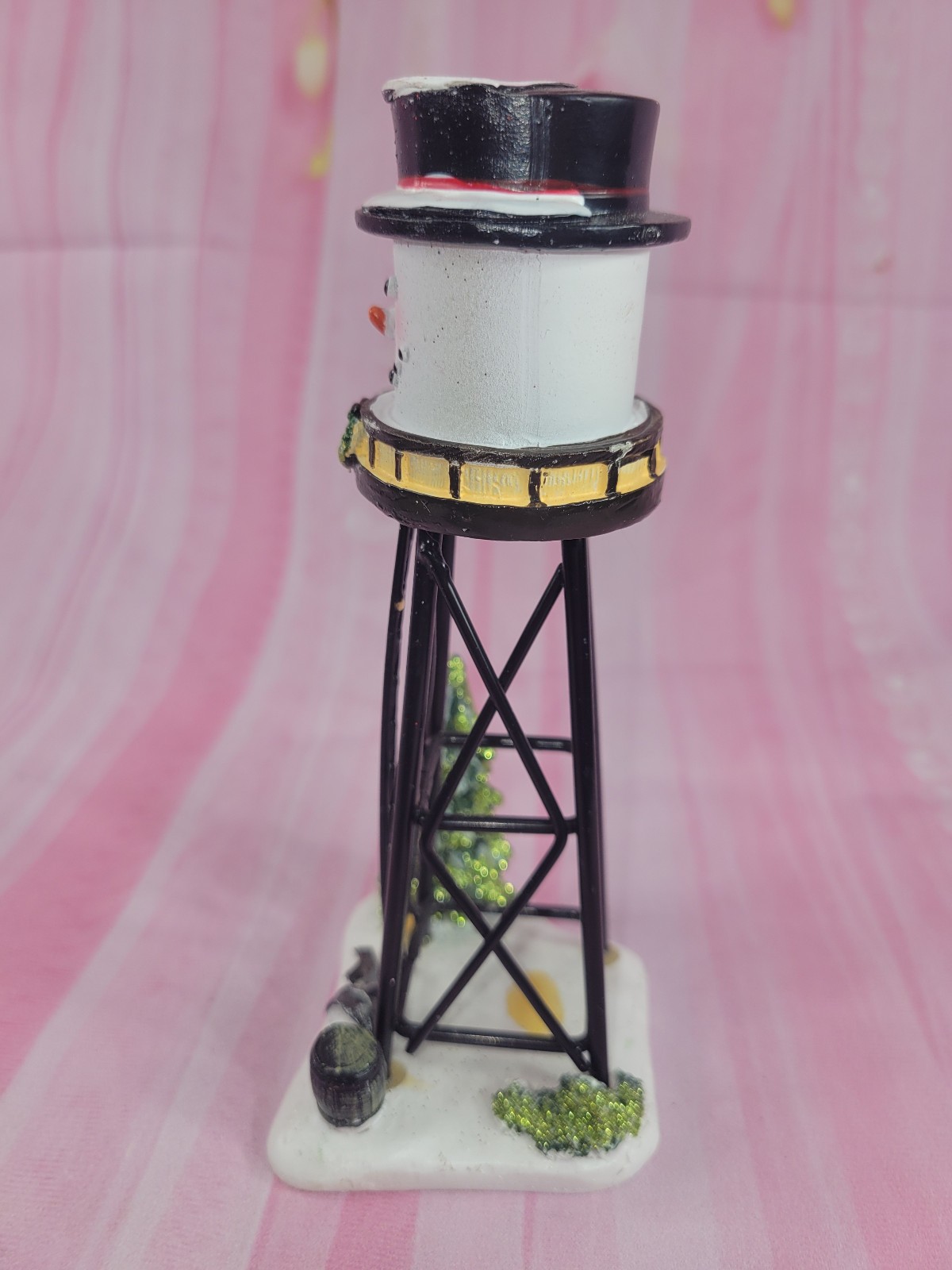 Holiday Time Snowman Tower Village Accessory Christmas Pine Tree 7″ Tall