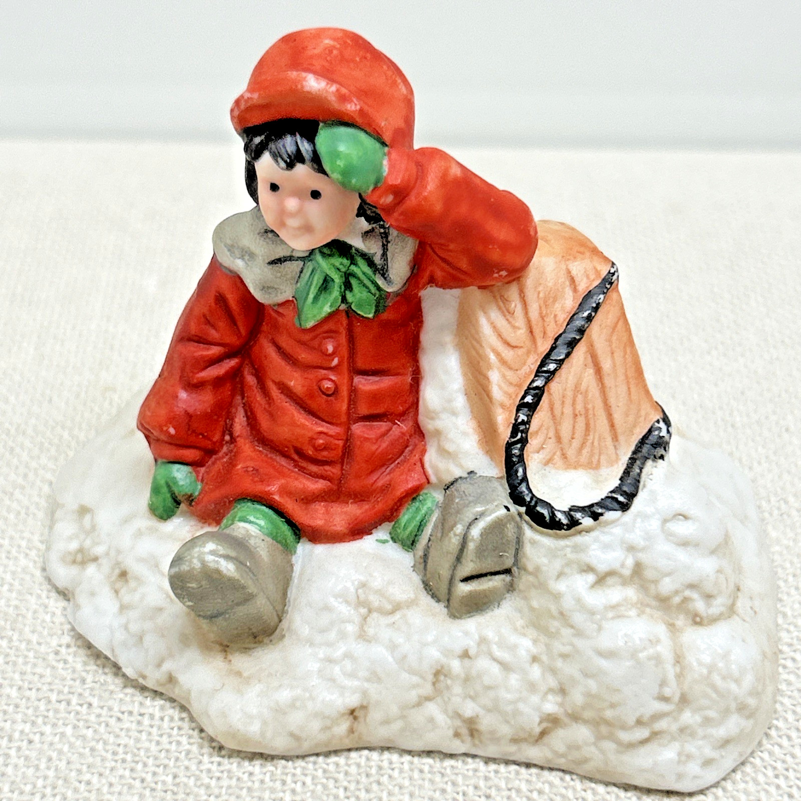 Grandeur Noel 1993 Mercuries Girl Sled Victorian Christmas Village Figure VTG