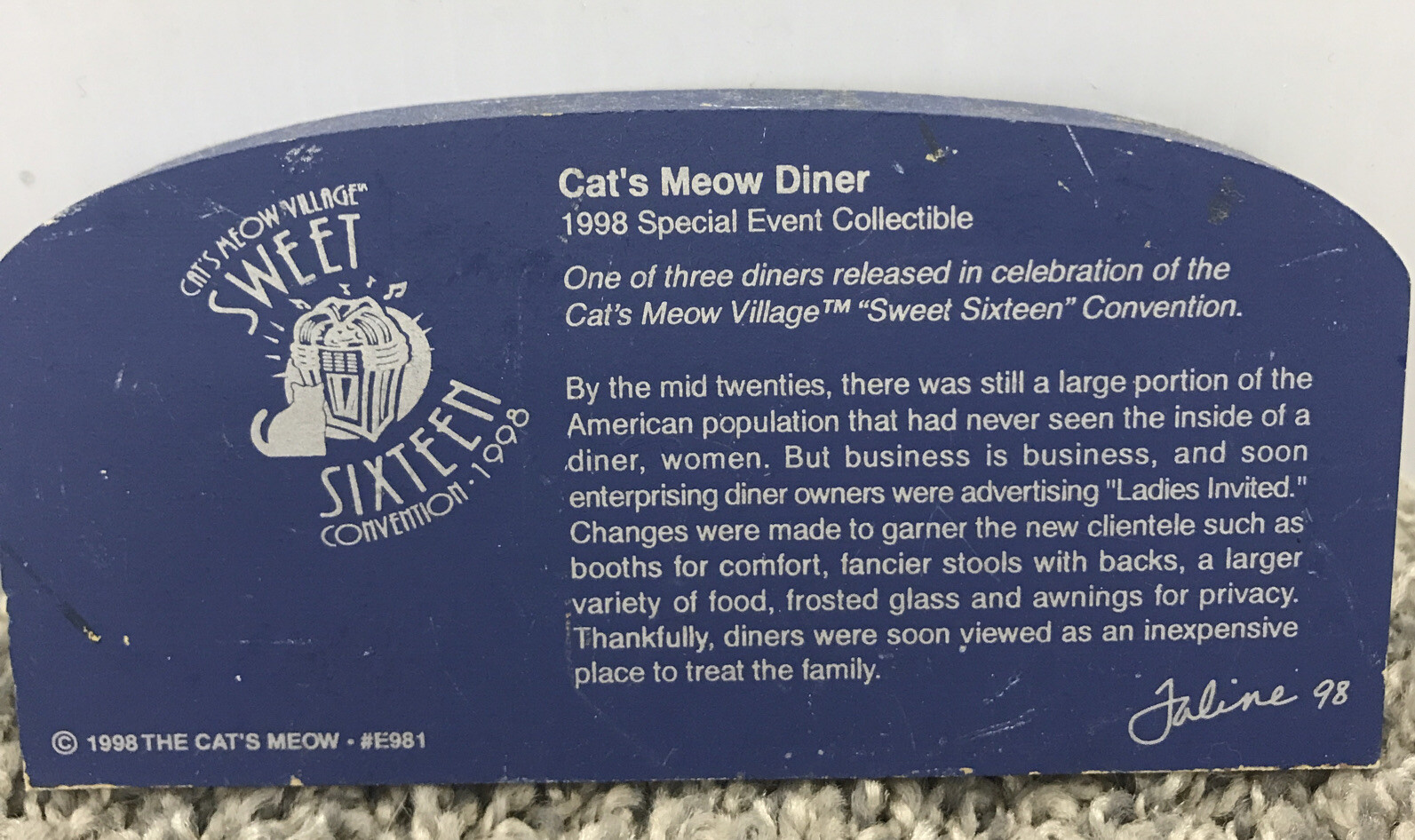 CAT’S MEOW- CASPER’S SWEET SIXTEEN DINER CONVENTION ONLY COLLECTIBLE – 1998