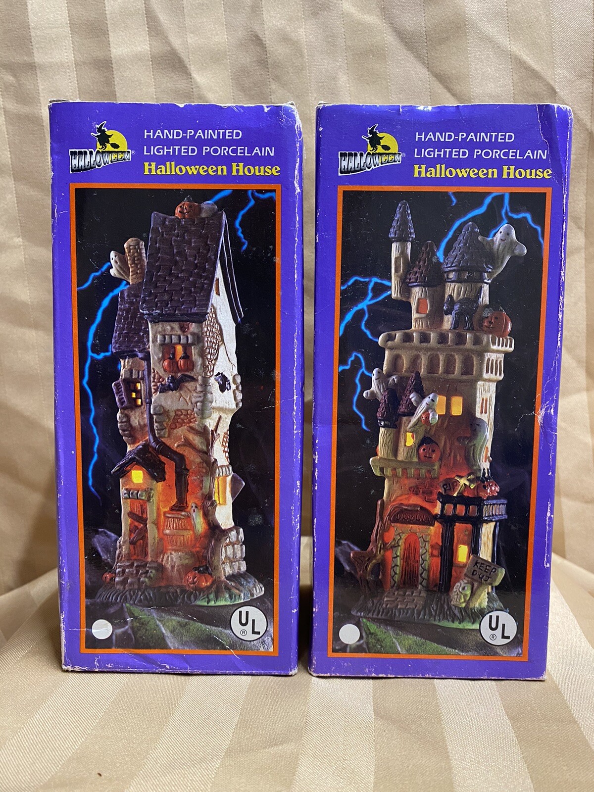 Haunted Haven VINTAGE Fine Ceramic Haunted House Lighted Ghost Halloween Village