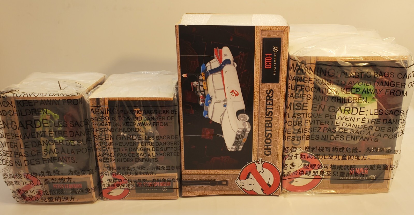 Dept 56 Ghostbusters Village Slimer Ecto-1 Egon Peter Lot Of 4 New York Spirits