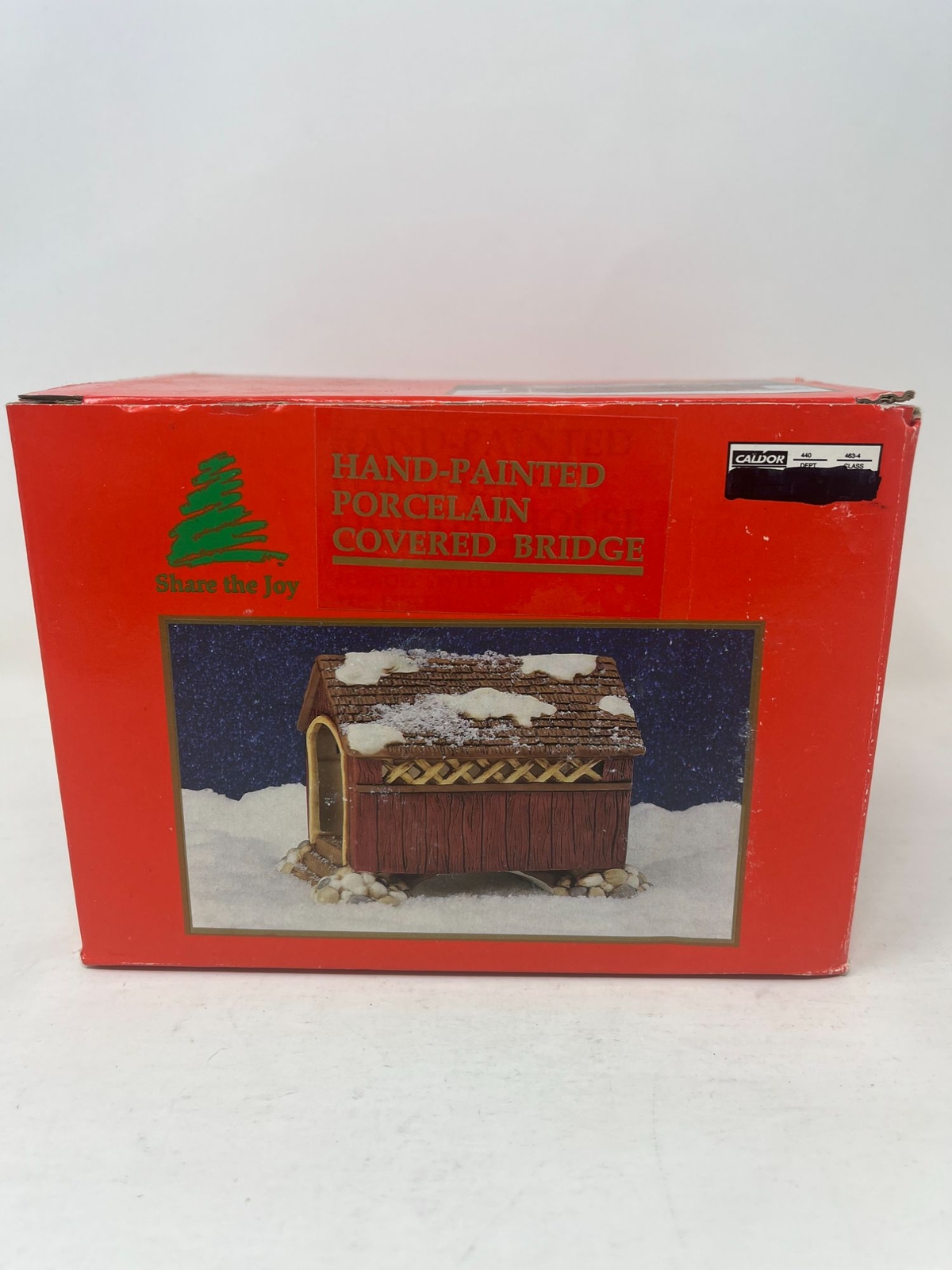 Share the Joy Hand painted Porcelain Covered Bridge Village Accessory