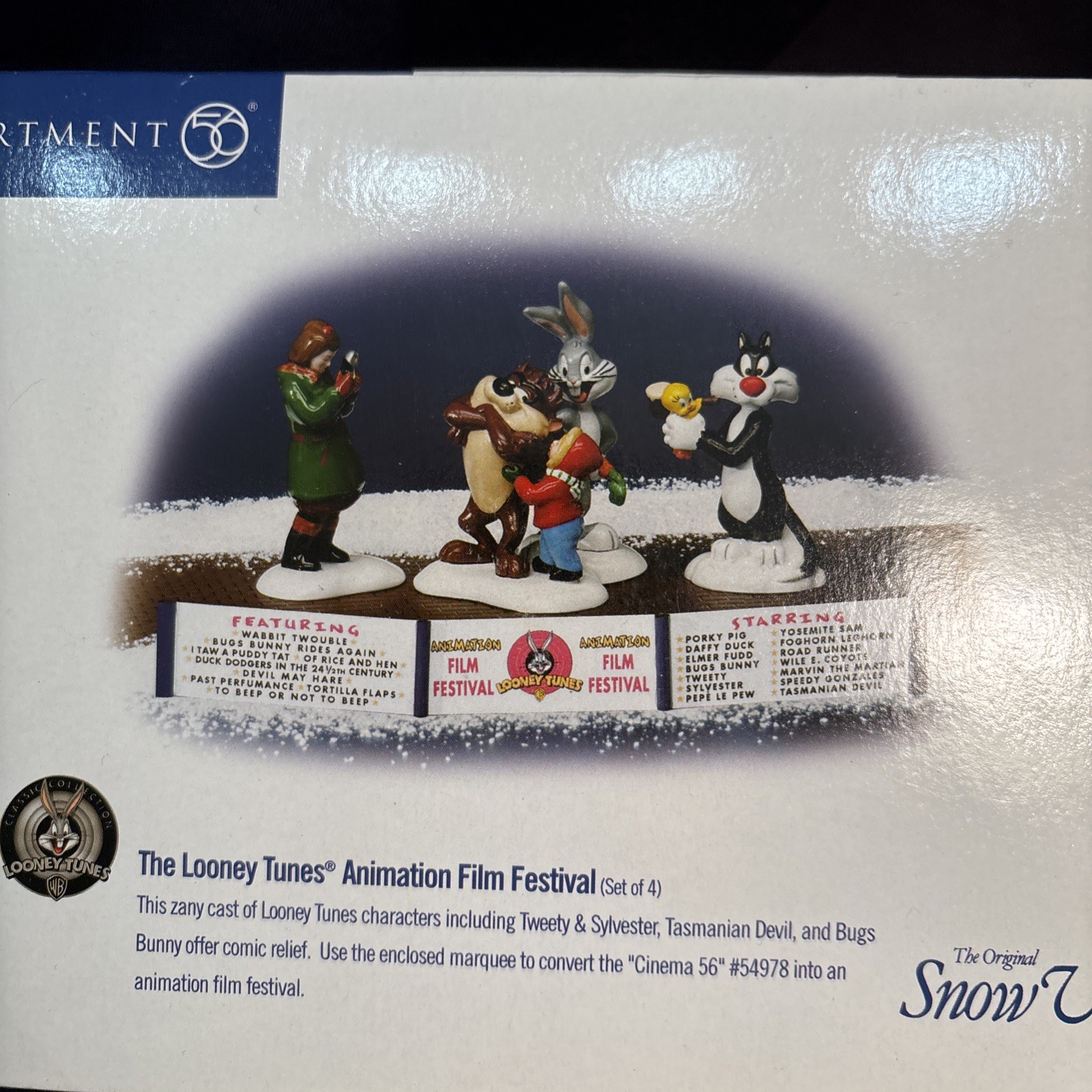 Department 56 Snow Village Looney Tunes Animation Film Festival Nice! Freeship!