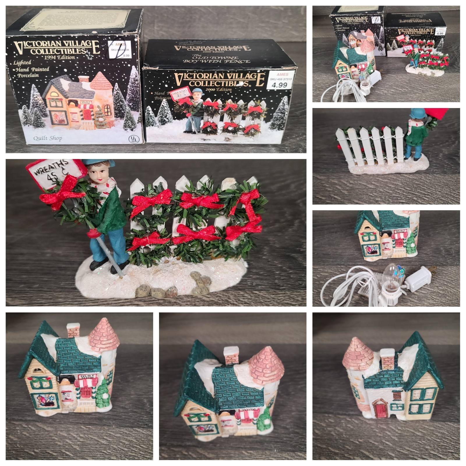 Victorian Village Collectibles Lot of 8 Accessories Snowman Bridge Sled House