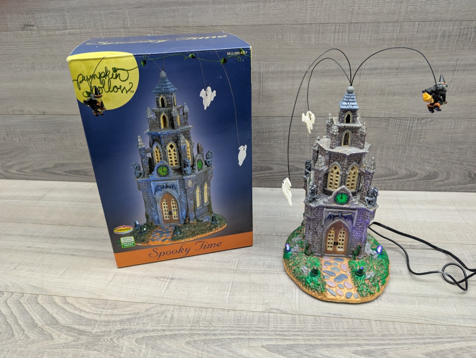 Rare Lemax Spooky Time Halloween Sinister Soiree Clock Tower Lighted Animated