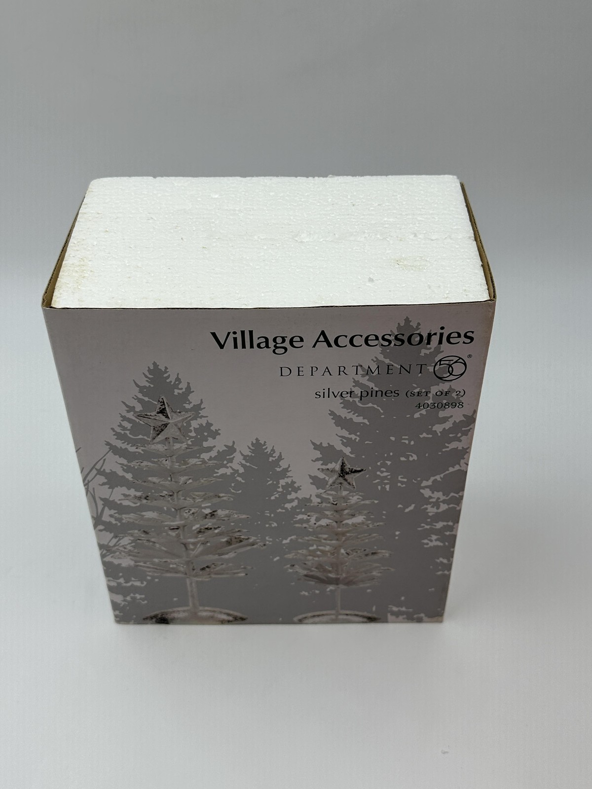 Dept 56 Village Accessories Silver Pines Tin Trees Set Of 2 With Box #4030898