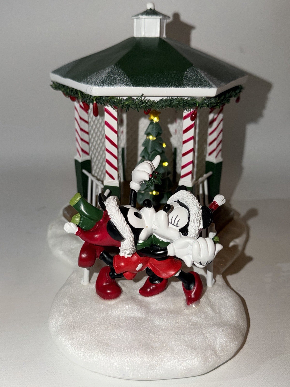 Disney Mickey Mouse St. Nicholas Square Mistletoe Gazebo Handpainted Tree Lights