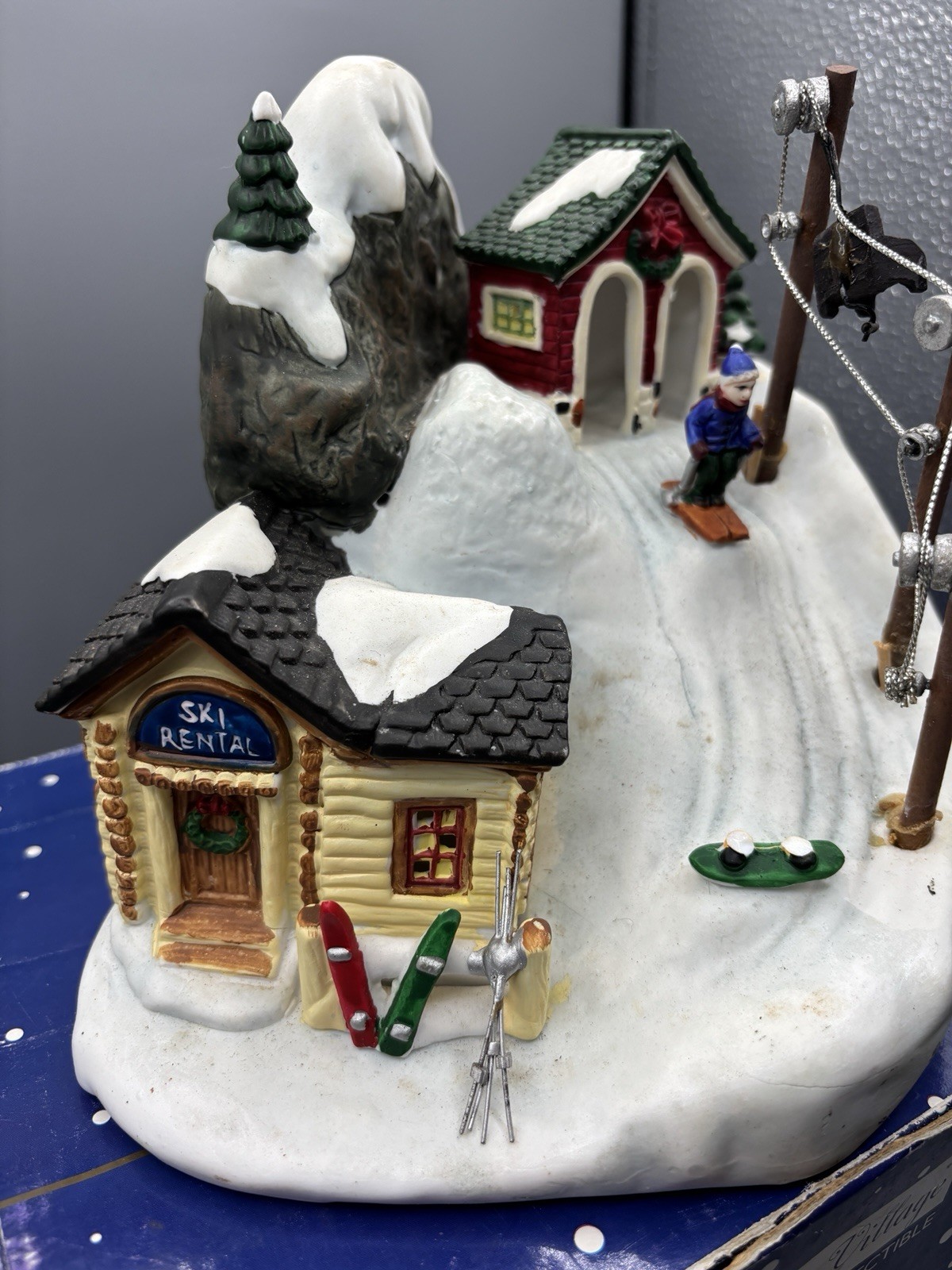 Burberry Village Ski Hill Lighted Christmas Village Moving Skier