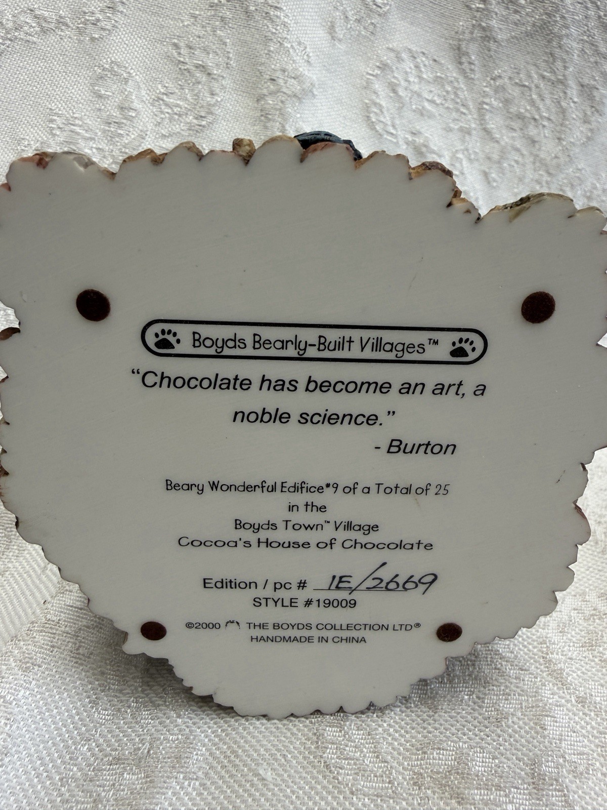 Boyds Bearly-Built Villages Cocoa’s House of Chocolate House. Handmade. 2000.