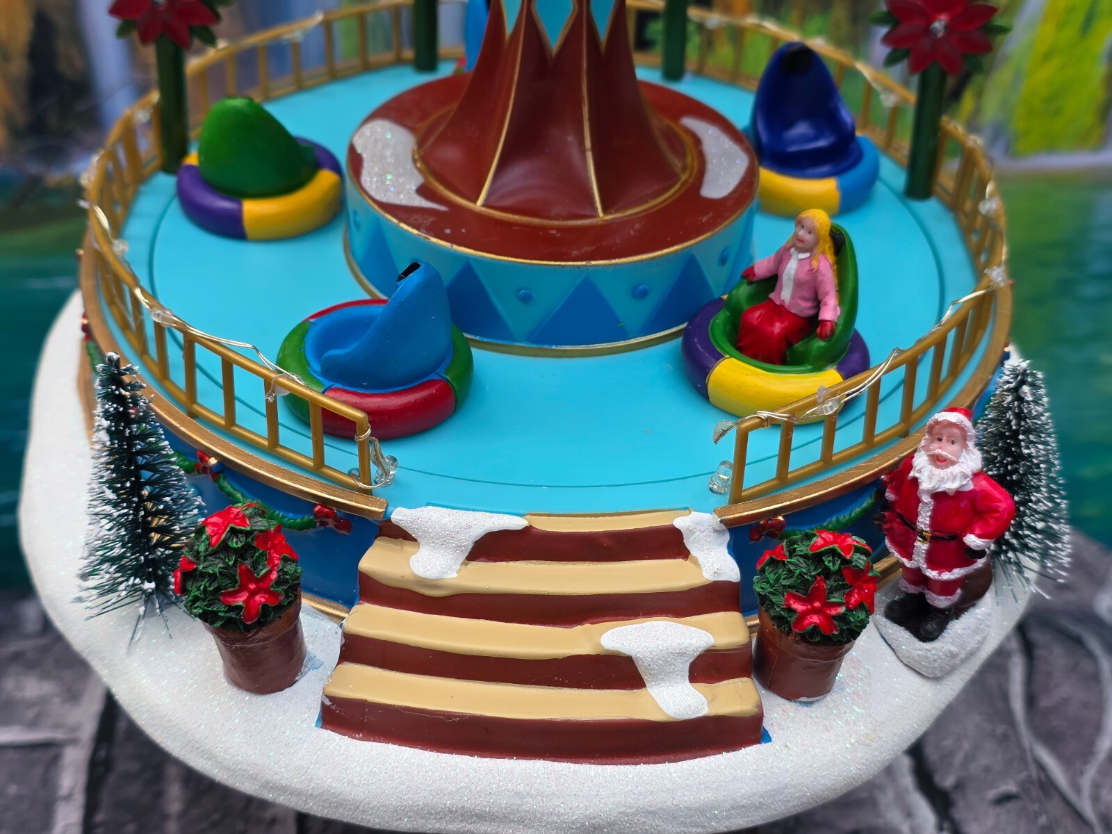 New St Nicholas Square Christmas Animated Village Amusement park musical lighted