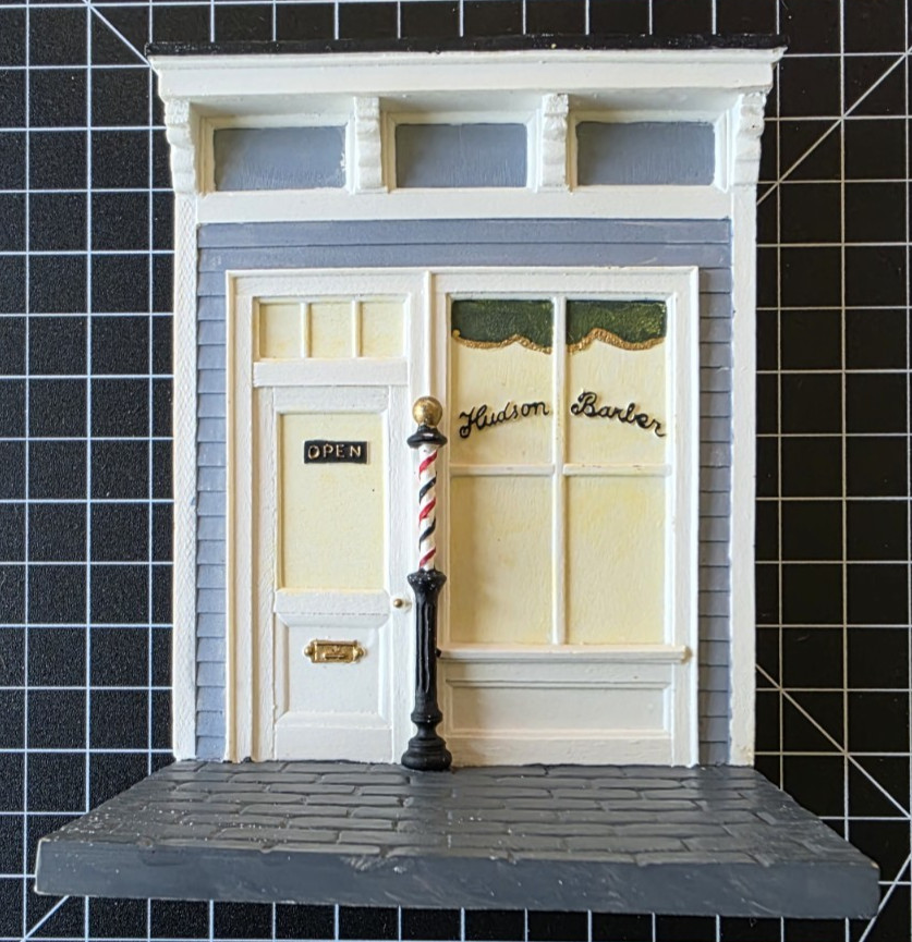 Hudson Creek Barber Shop Miniature Village Building 5935 Resin Storefront
