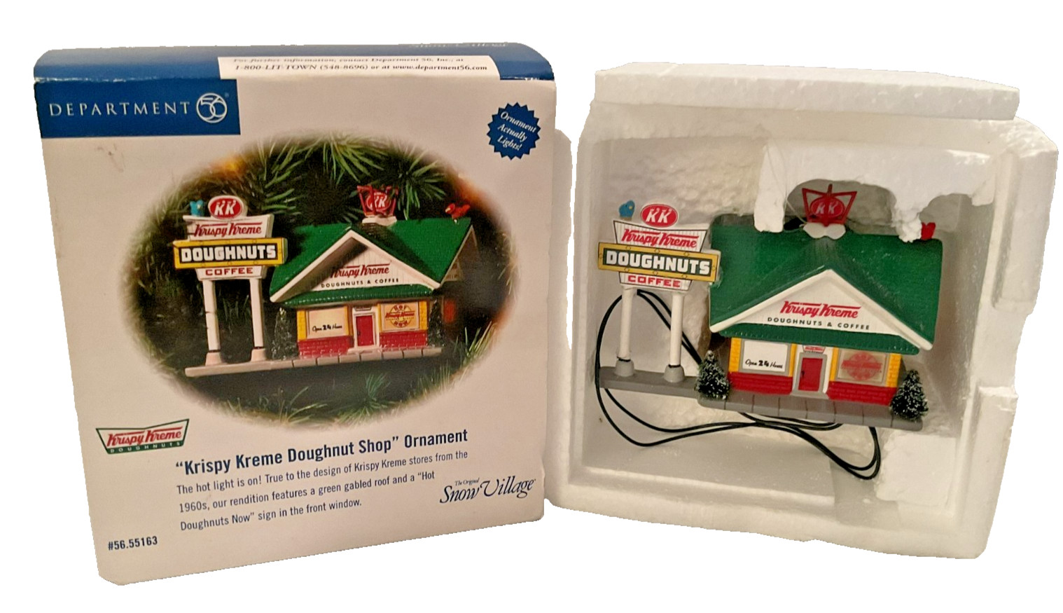 DEPT 56 KRISPY KREME DOUGHNUT SHOP SNOW VILLAGE ORNAMENT NIB-NEVER USED! #55163