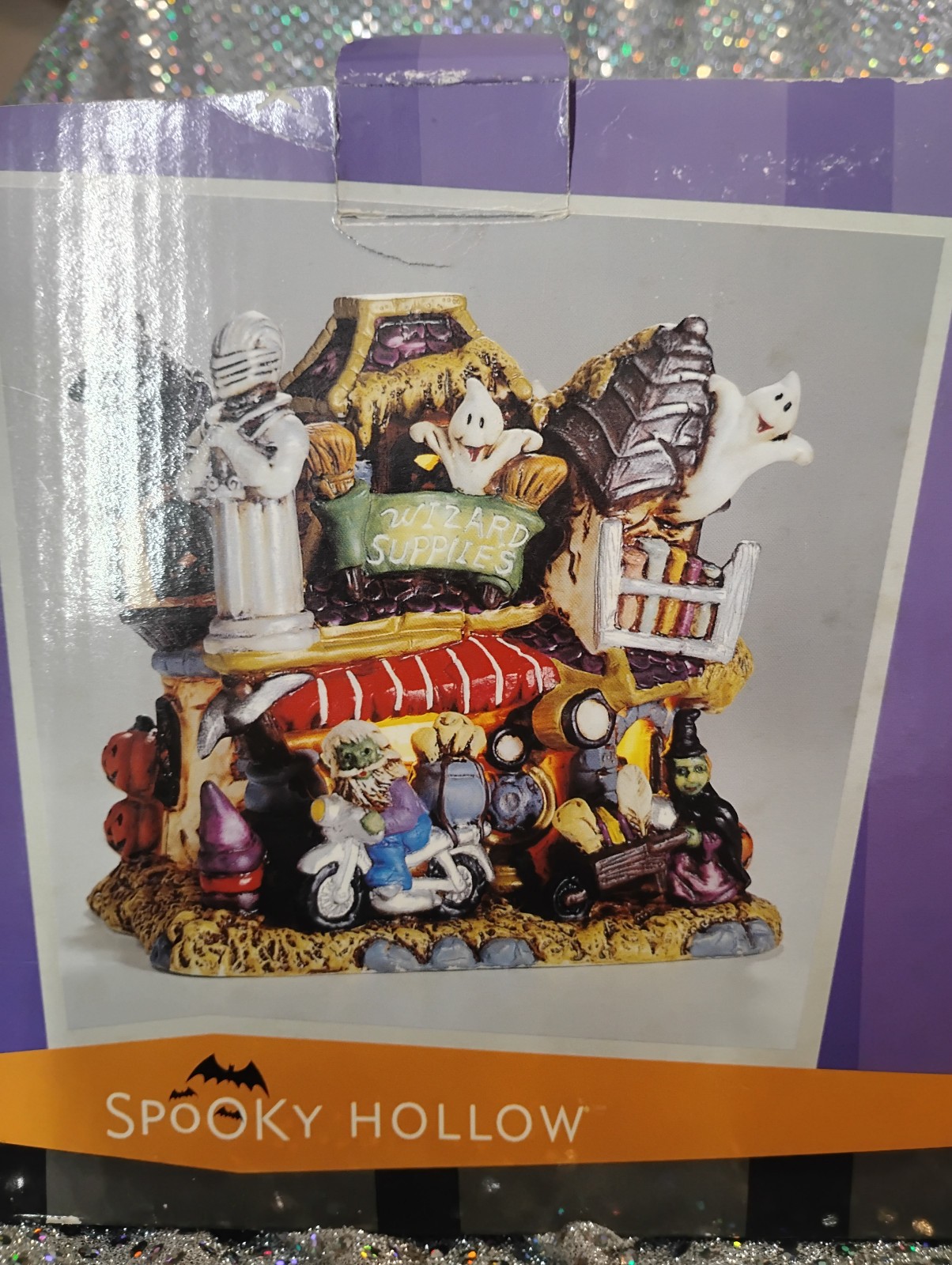 Spooky Hollow Wizard Supplies Shop porcelain lighted village building