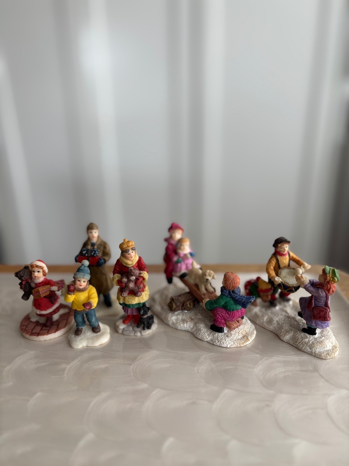 O’Well Christmas Village Figures Solider Children Ice Skates Bears Dogs