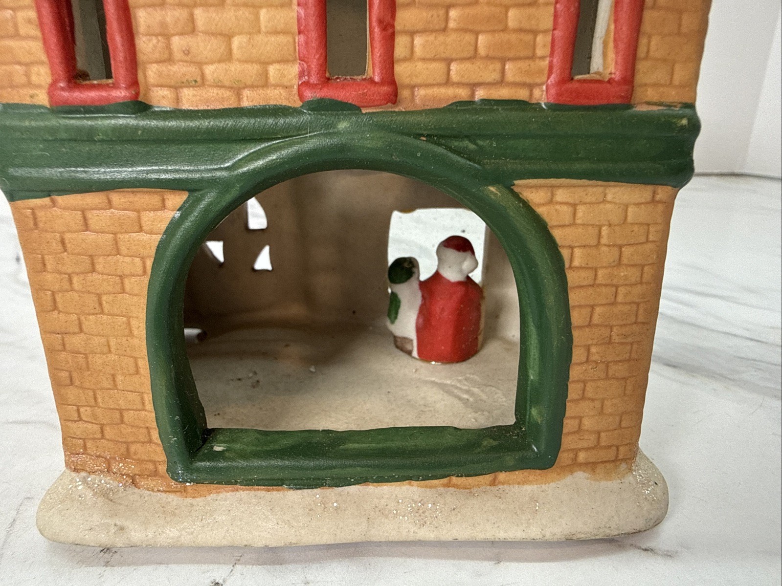 Santa Workshop Tea Light Candle Holder Christmas Decoration House Vintage 4.5”H