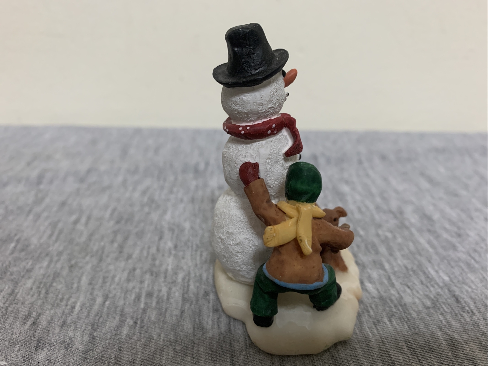 Vintage 2003 Santa’s Workbench Boy w/Snowman & Dog Christmas Village Figurine