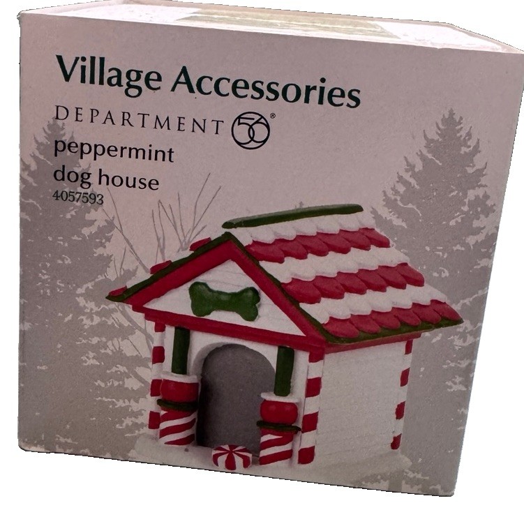 department 56 north pole Peppermint Dog House 4057593 RARE New