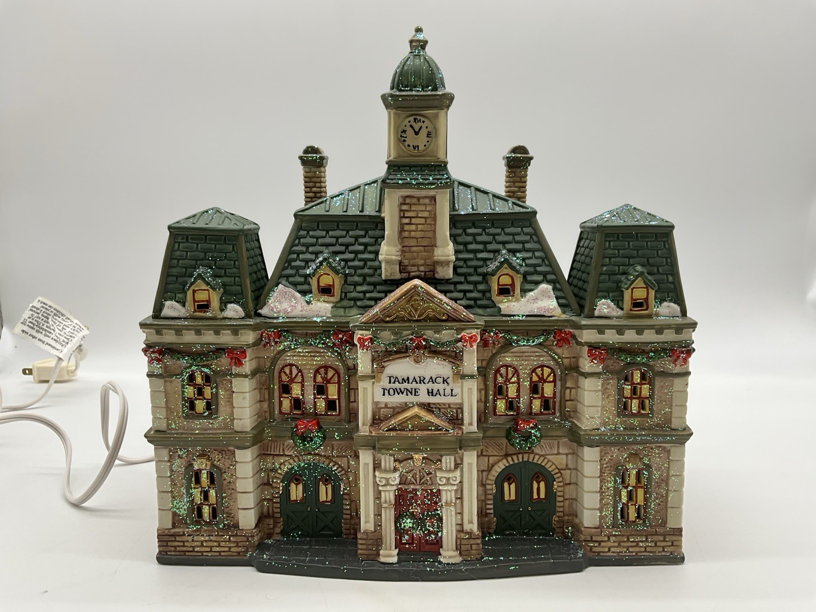 Santa’s Workbench Collection “Tamarack Towne Hall” Porcelain VTG Christmas House