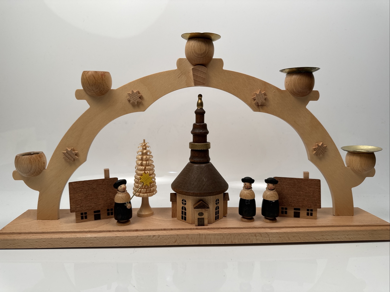 R G Seiffen Church Village Candle Arch Christmas Ornament Wood Handmade Germany