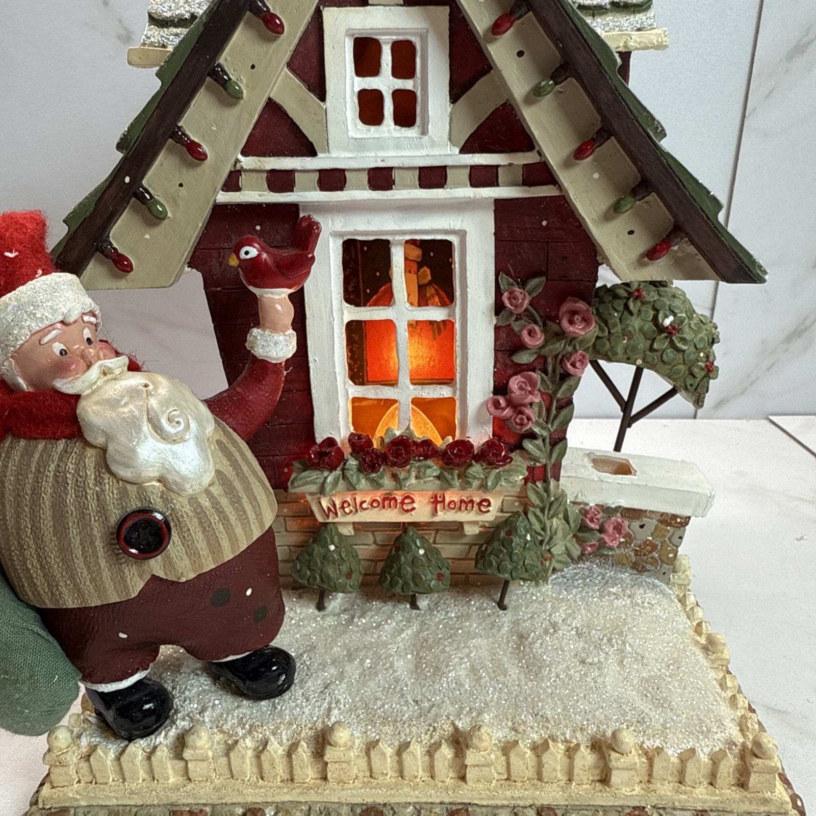 VTG Kurt S. Adler✨Santa’s World✨Welcome Home Tablepiece✨Santa✨Cottage✨Light✨