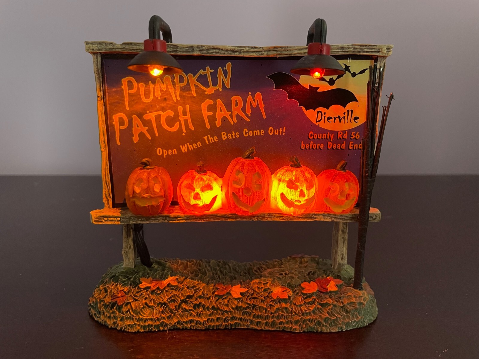 Dept 56 Halloween “Pumpkin Patch Billboard” NIB, Lit Village Accessory see video
