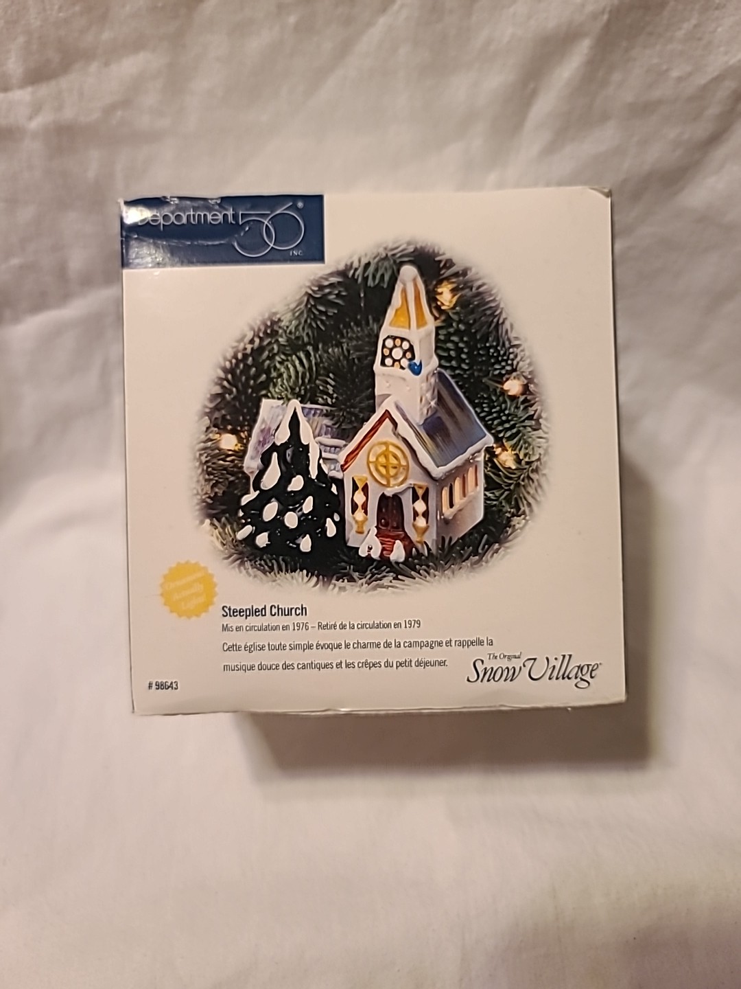 Dept 56 Lighted Ornament Steepled Church The Original Snow Village #98643 w/Box