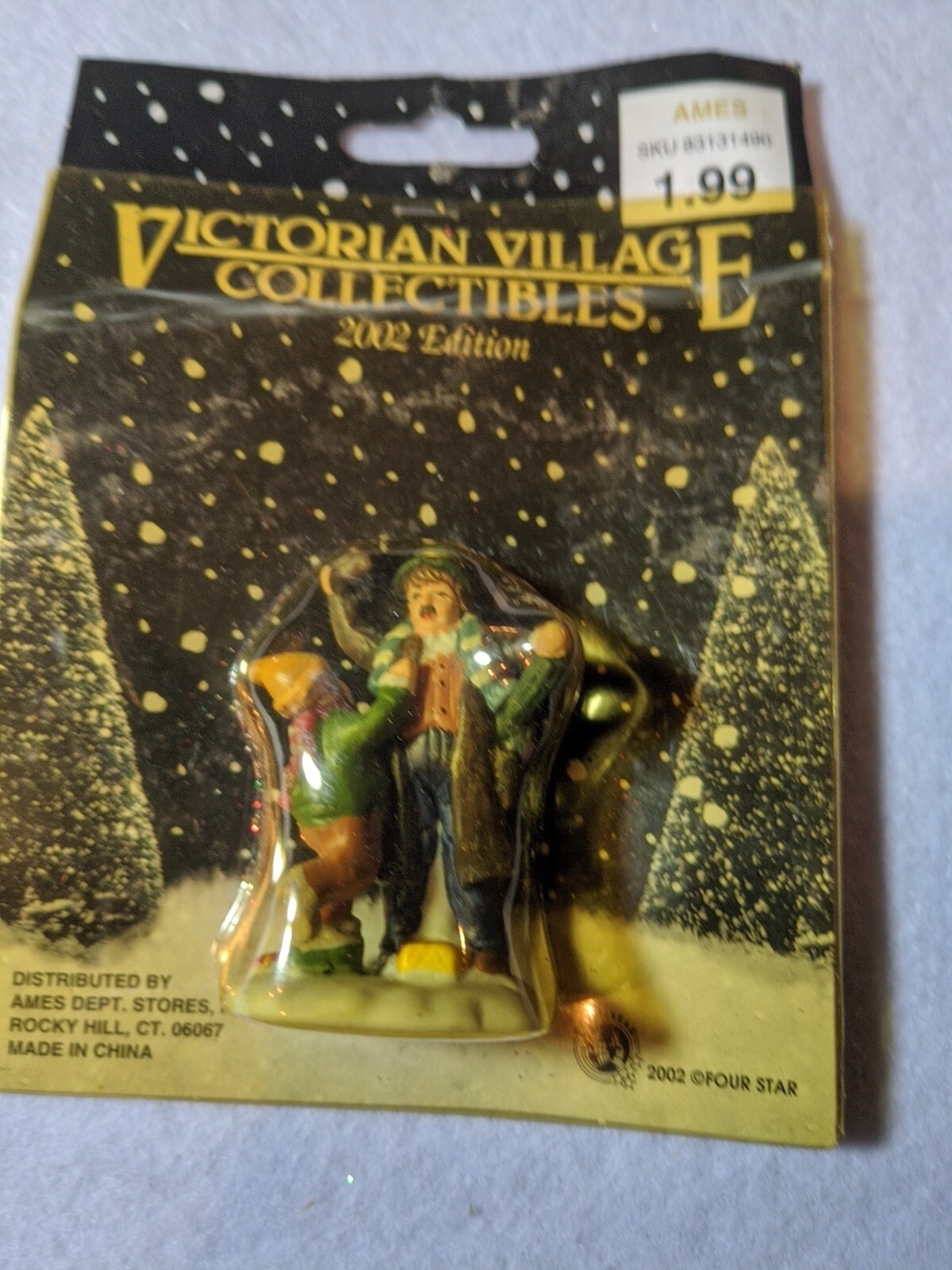 Victorian Village Collectibles Christmas 2002 Victorian Man & Young Girl Playing