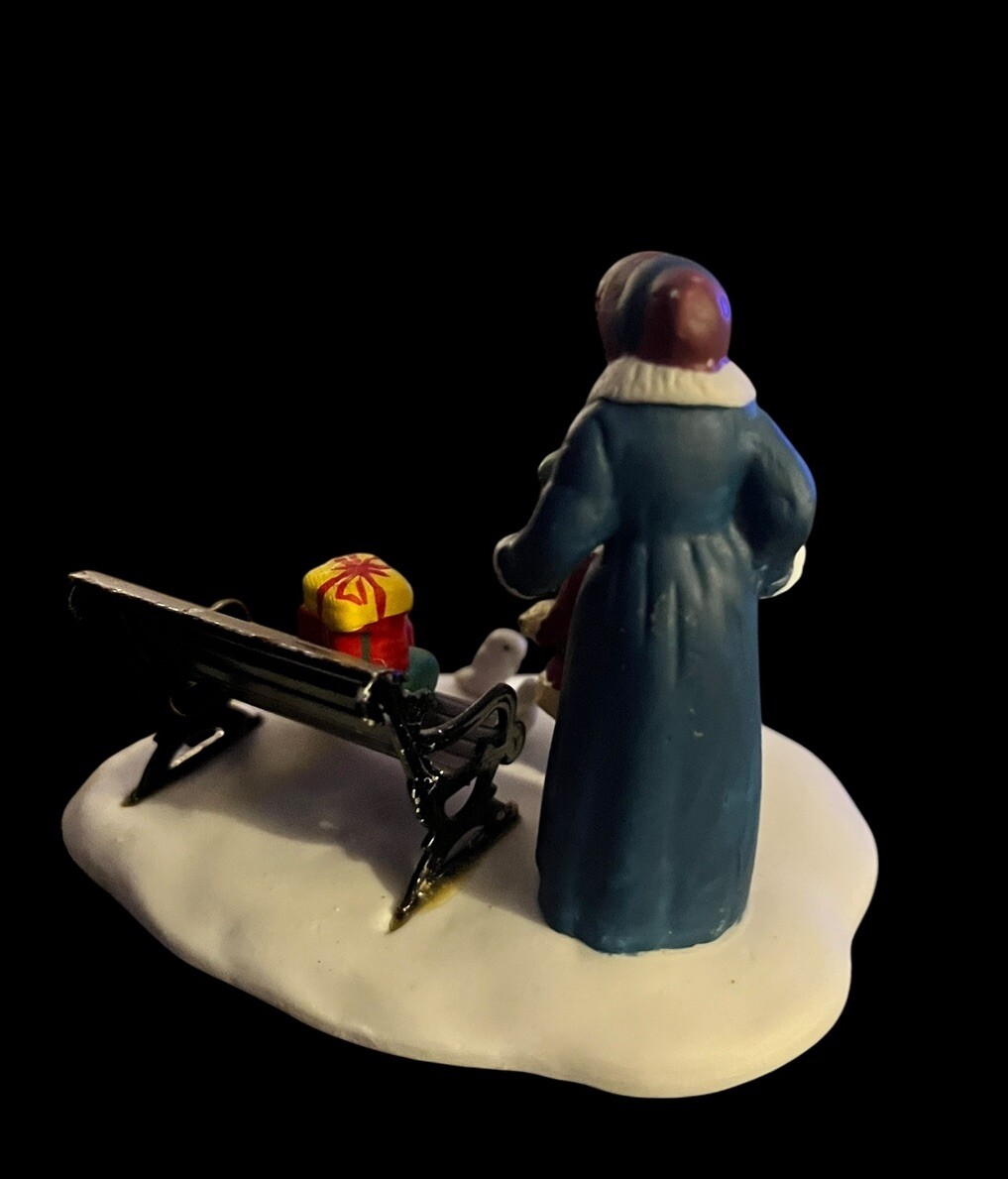 Vintage 1995 LEMAX Dickensvale Christmas Village Feeding Birds Figurine