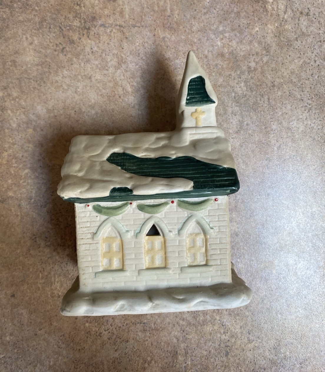 Vintage Hand Painted Porcelain Church Christmas Village Decoration