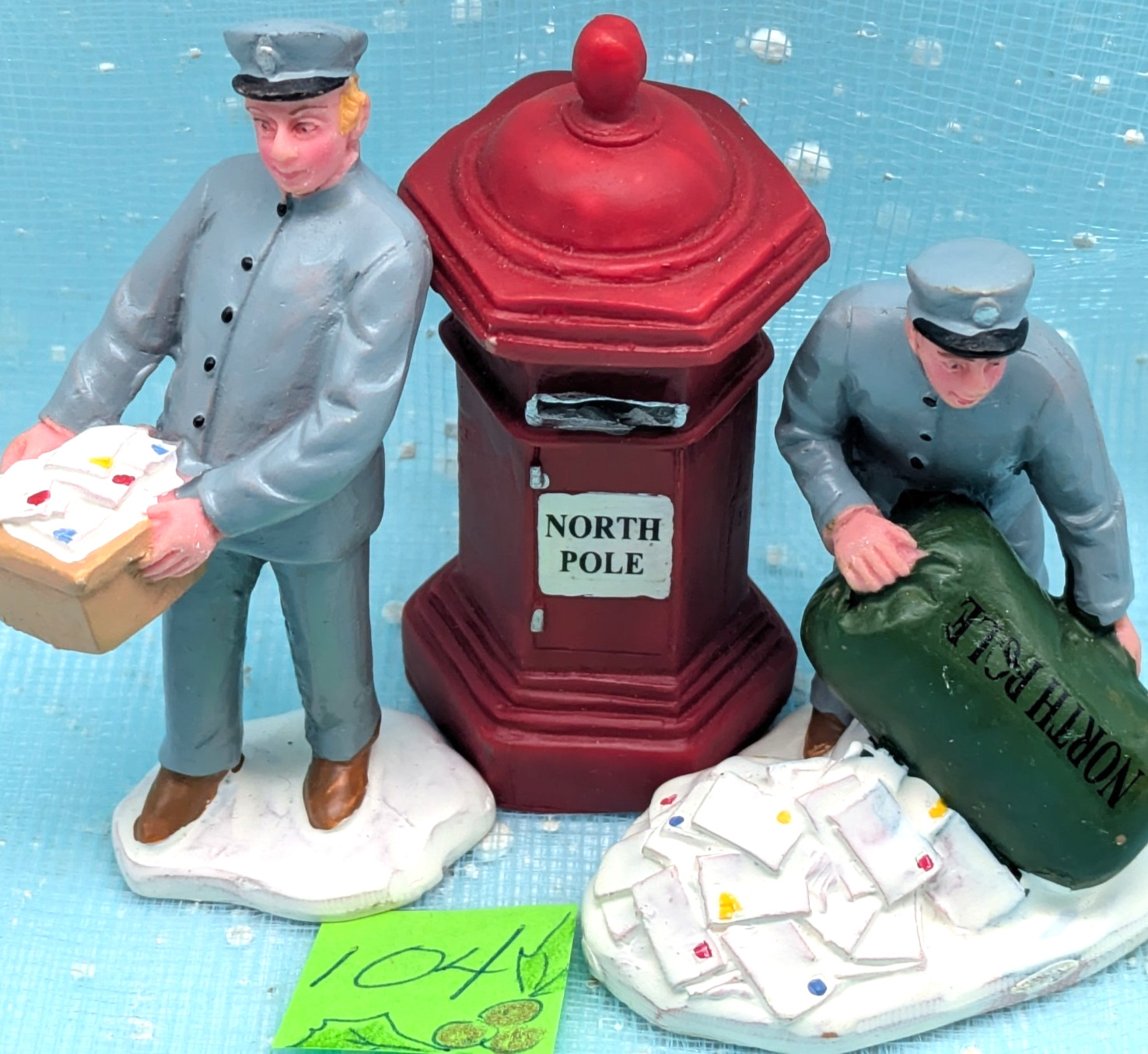 Lemax A Popular Address Mailman mailbox Christmas Village Figurines 3pc INV104