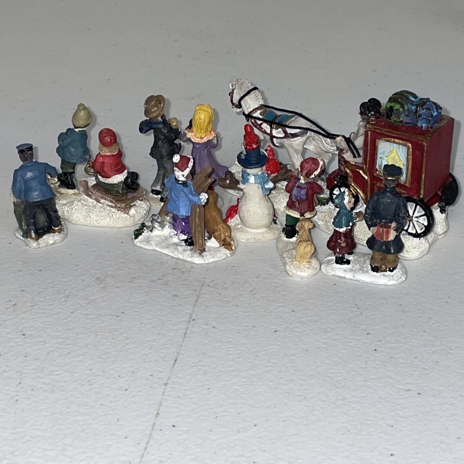 Vintage Christmas Village Figurine Lot Small Resin Village Holiday Figure Lot