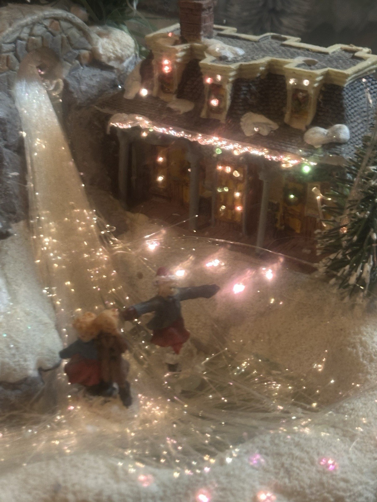 Puelo Fiber Optic Color Changing Christmas Village Vintage Christmas Decor