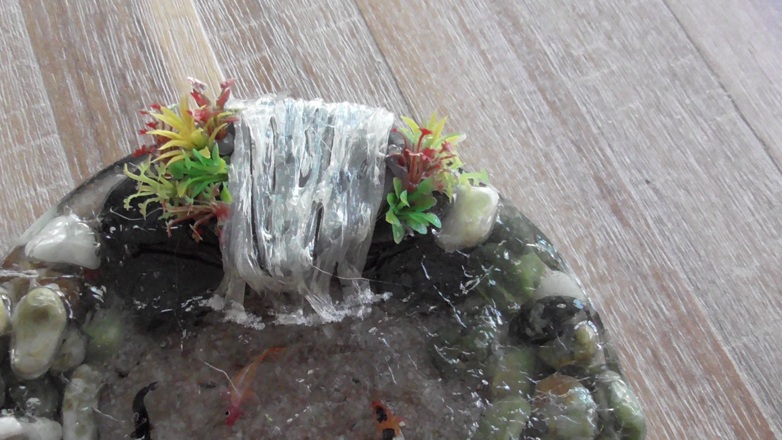 7″ Handmade Resin Koi Pond w Waterfall for Villages Dioramas Fairy Gardens #206