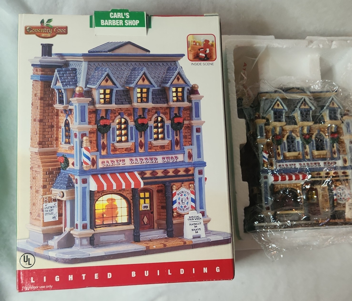 Lemax Coventry Cove “Carl’s Barber Shop” #55721 Christmas Village IOB w/cord