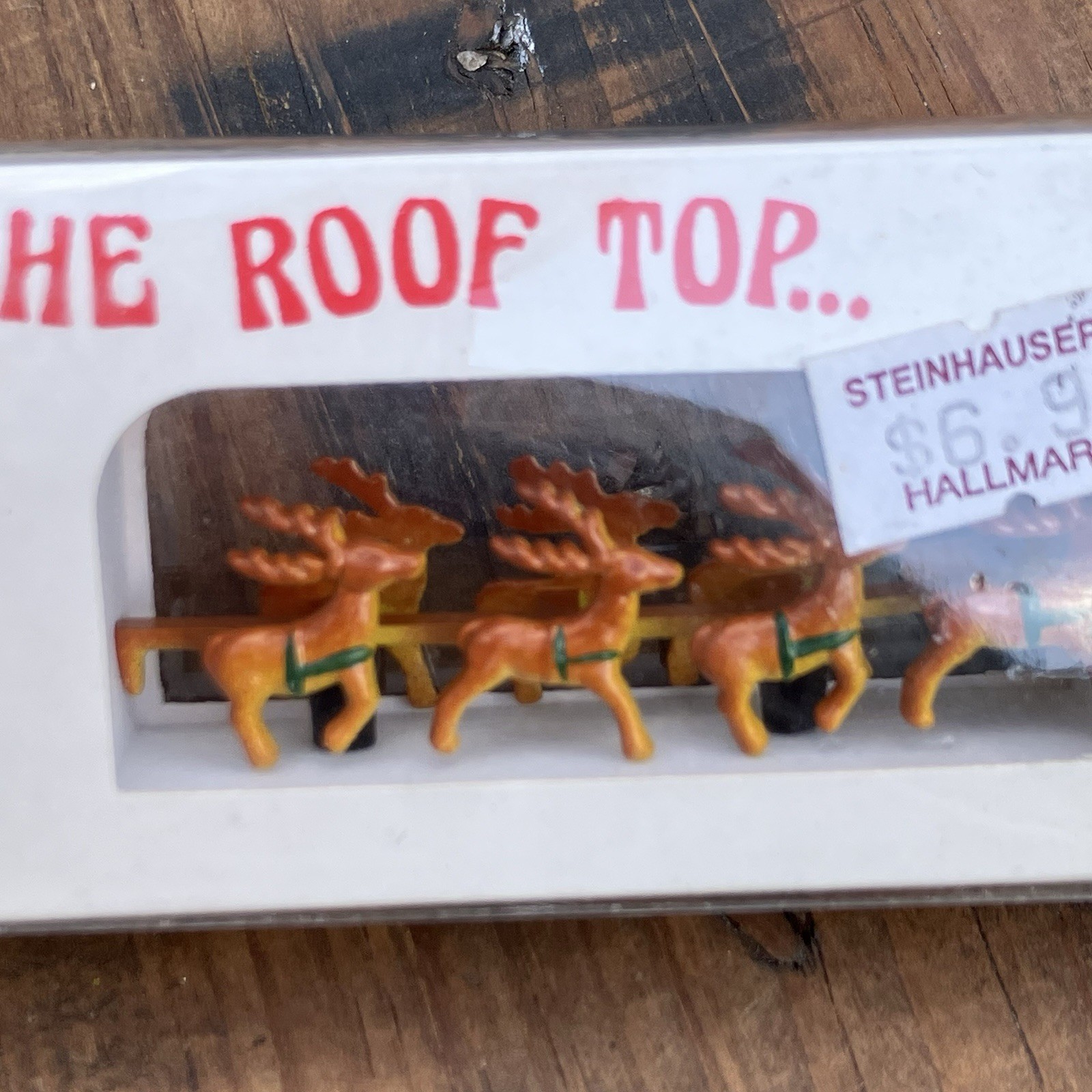 Department 56 Up On The Roof Top Santa Sleigh & Reindeer Miniature #5139-0 VTG