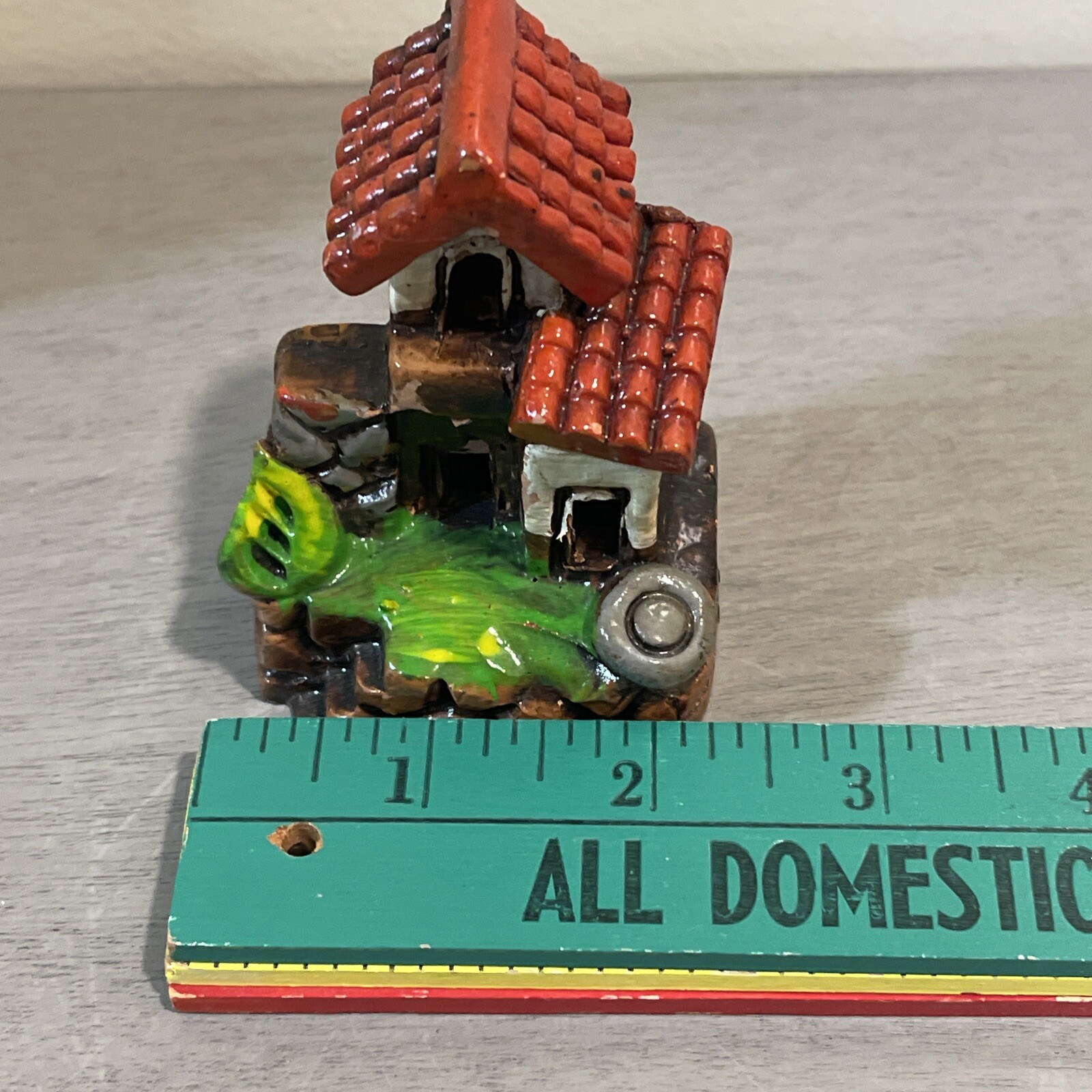 Vintage Hand Made Terra Cotta Red Tile Roof Stair Fairy House