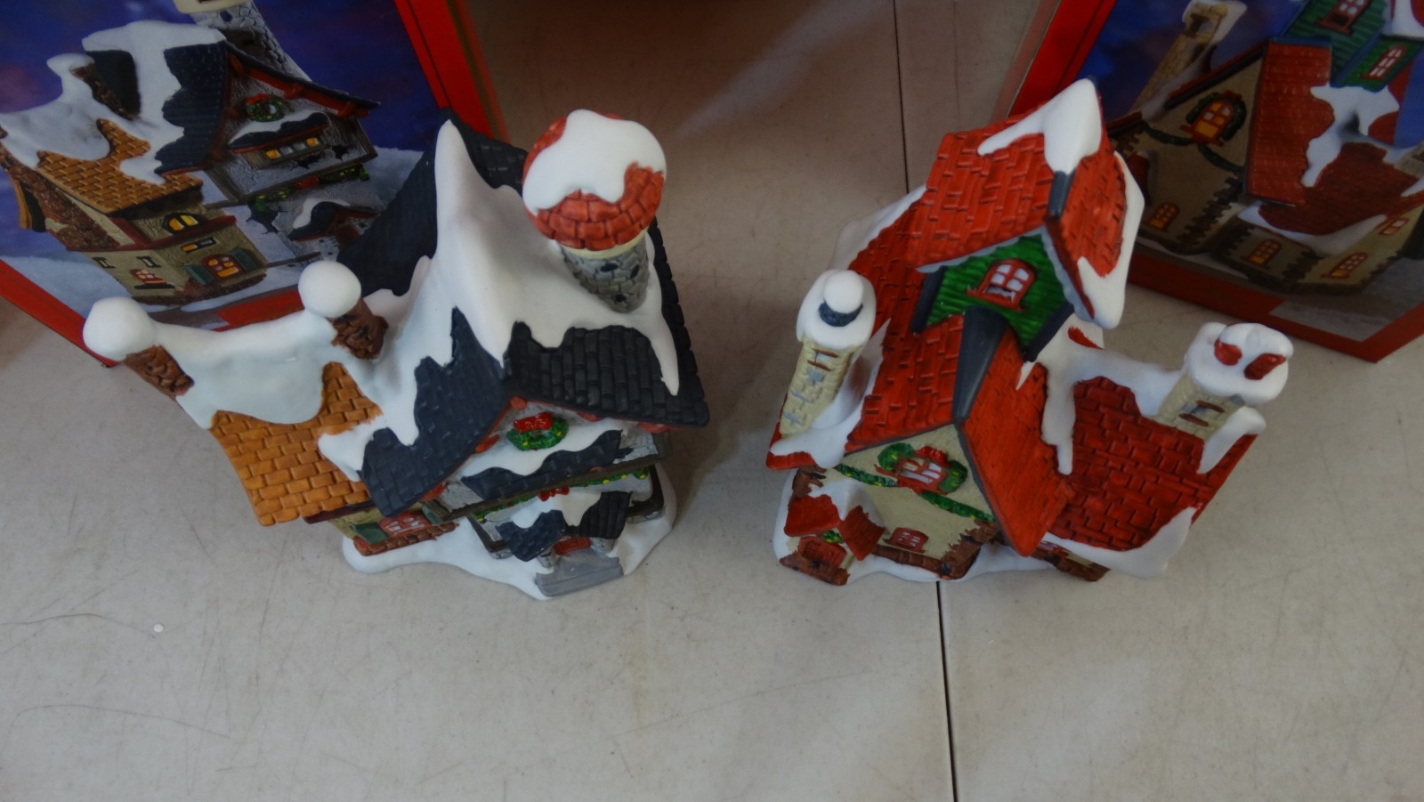 Lot of 2 Holiday Time Village House “Banbury Cottage” Christmas Decoration