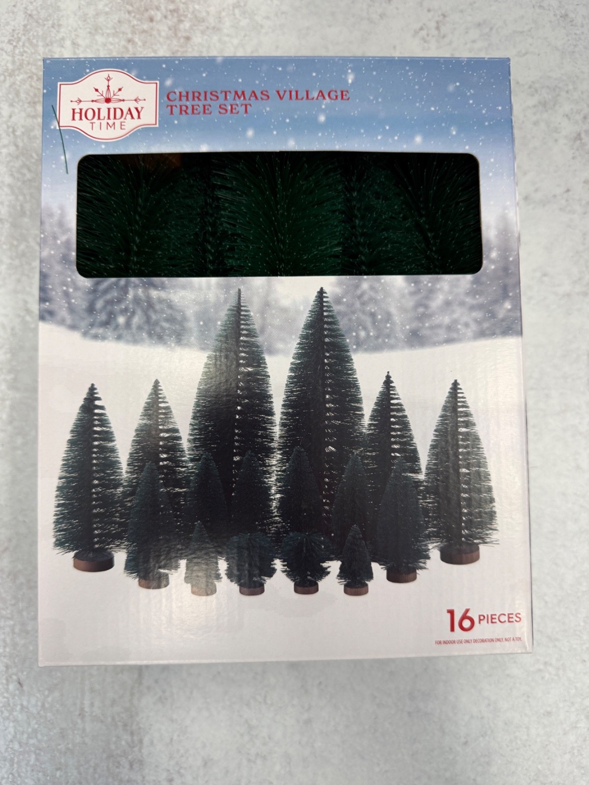 Holiday Time Christmas Village Tree Set Green 16 Piece Bottle Brush trees