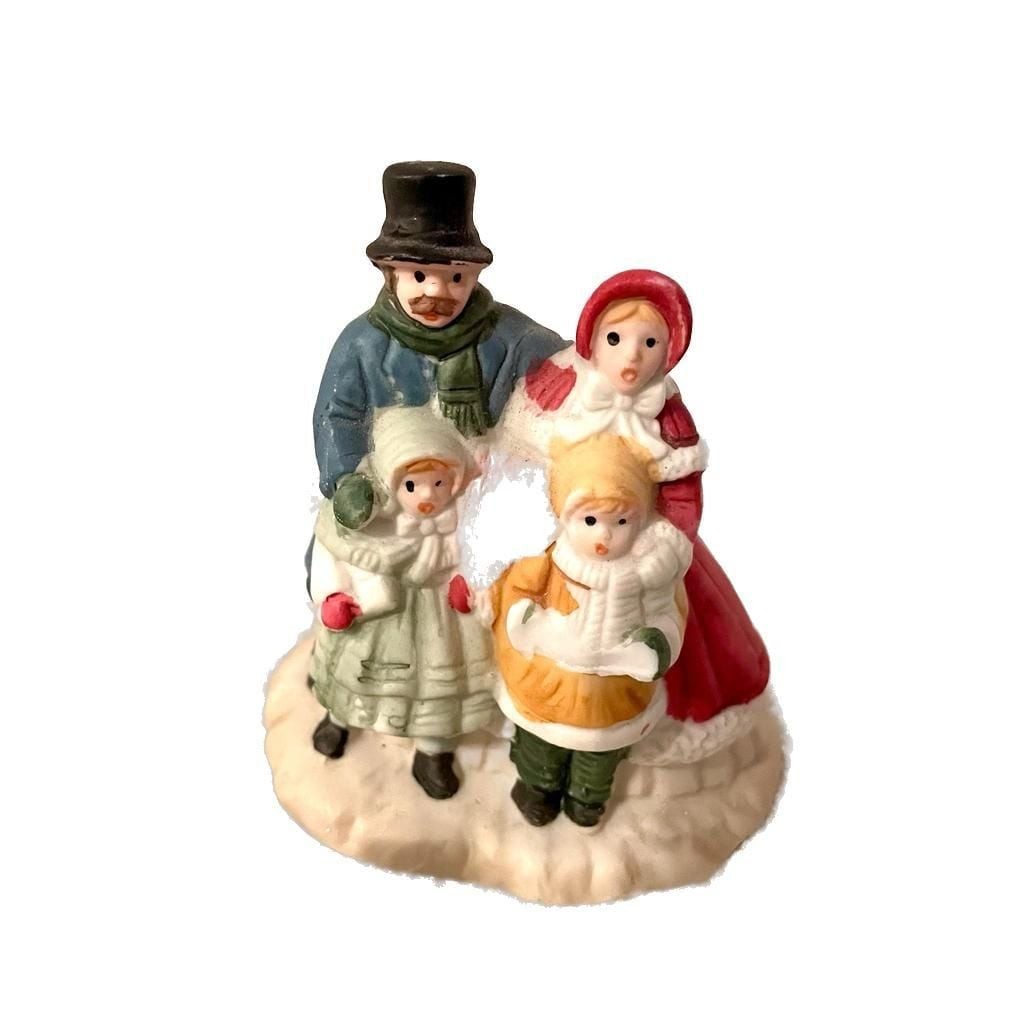Vtg Christmas Village Figurine Lot – Carolers, Horse Sleigh, Boy w/ Dog 1988