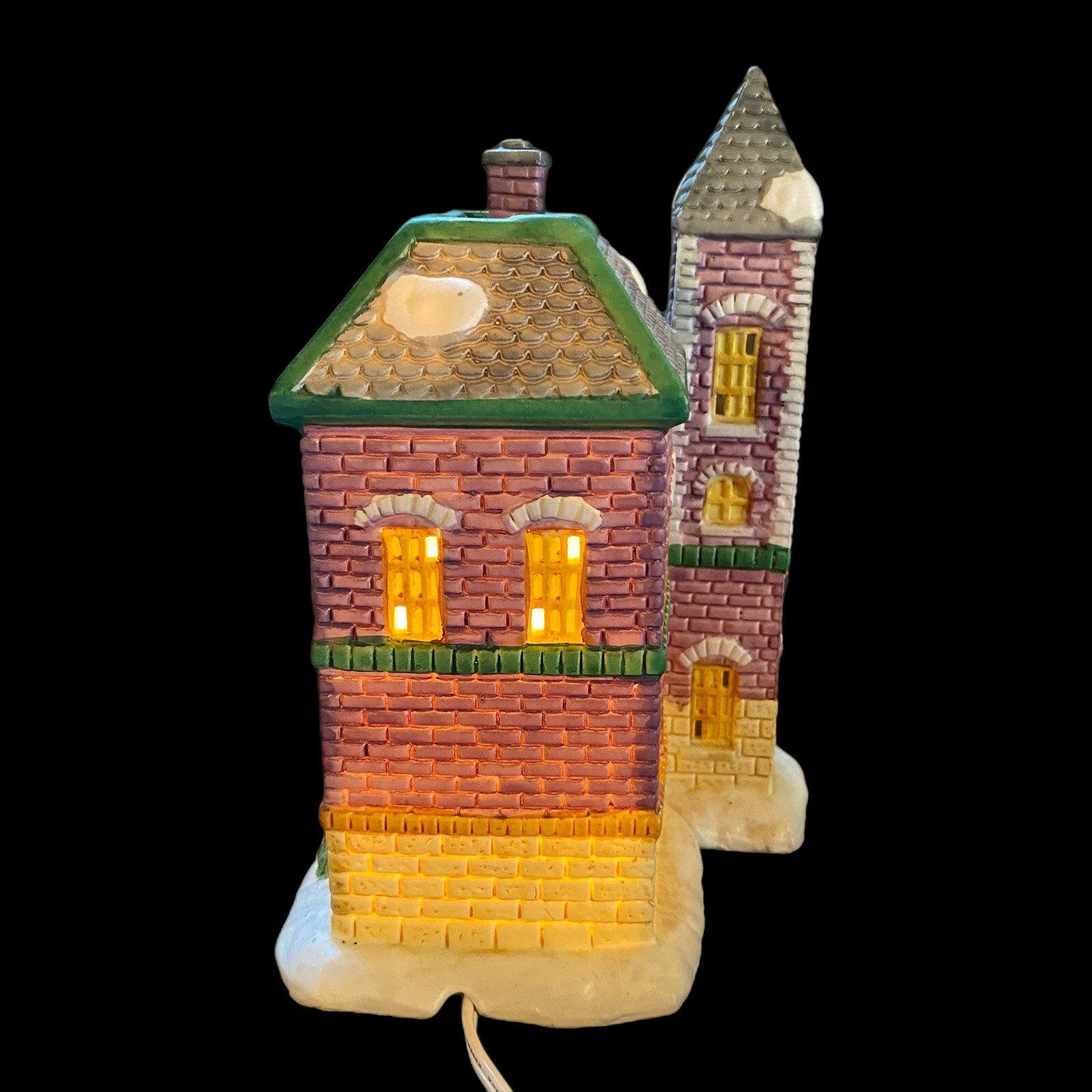 1995 Trim A Home Illuminated Porcelain Bank Building 8” Tall Holiday Design