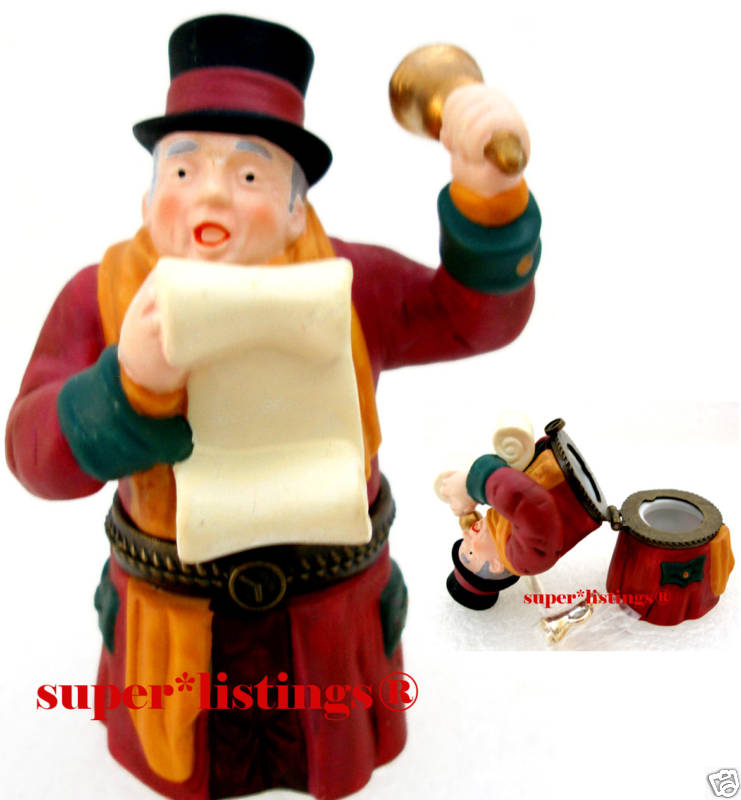 Dept. 56 Town Crier Hinged Box with Trinket Dickens 58433 Free Shipping