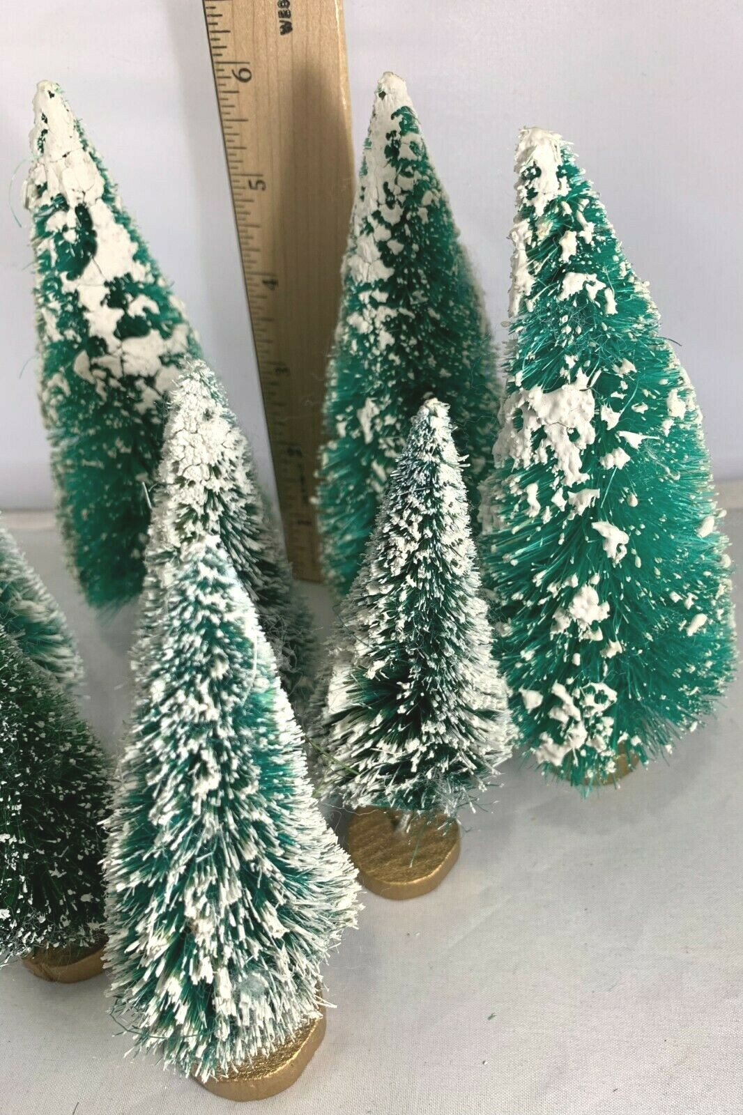 BOTTLE BRUSH TREES – SNOW FLOCKED 5 – 6 INCH set of 8