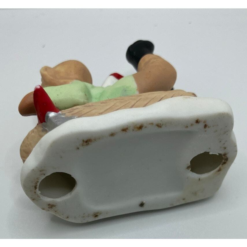 Christmas Village Boy Sledding Blonde 2″ Figure People Children Miniature