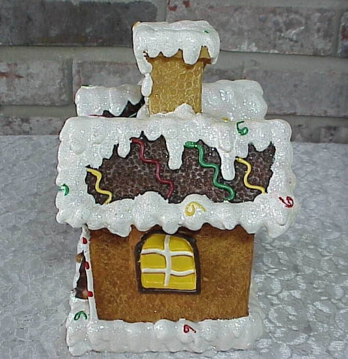 Christmas Gingerbread House Display Tabletop Resin Decorated Box Sterling