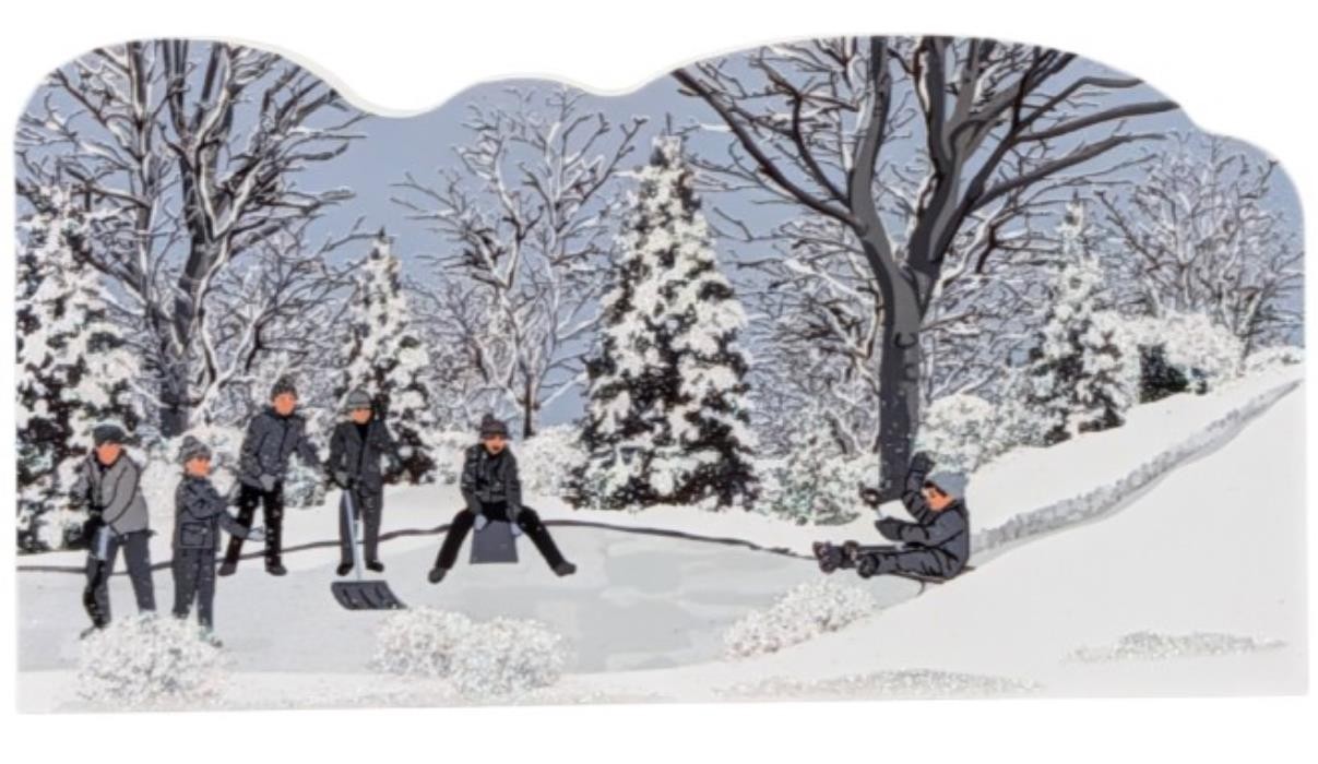 Cat’s Meow Village Christmas Wonderful Life Bedford Falls Sledding Scene #25-481