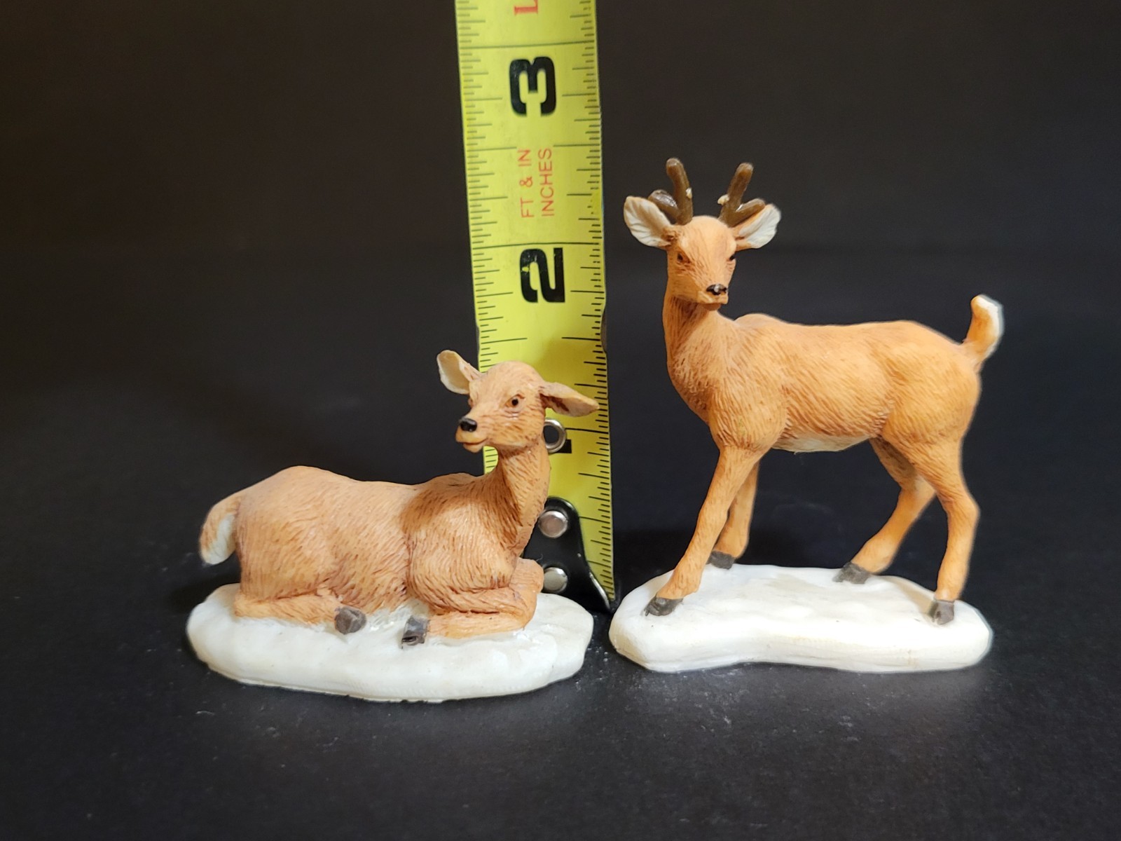 Lemax Christmas Village Town 2PC Deer On Hoof Fawn At Rest Woodland Animals